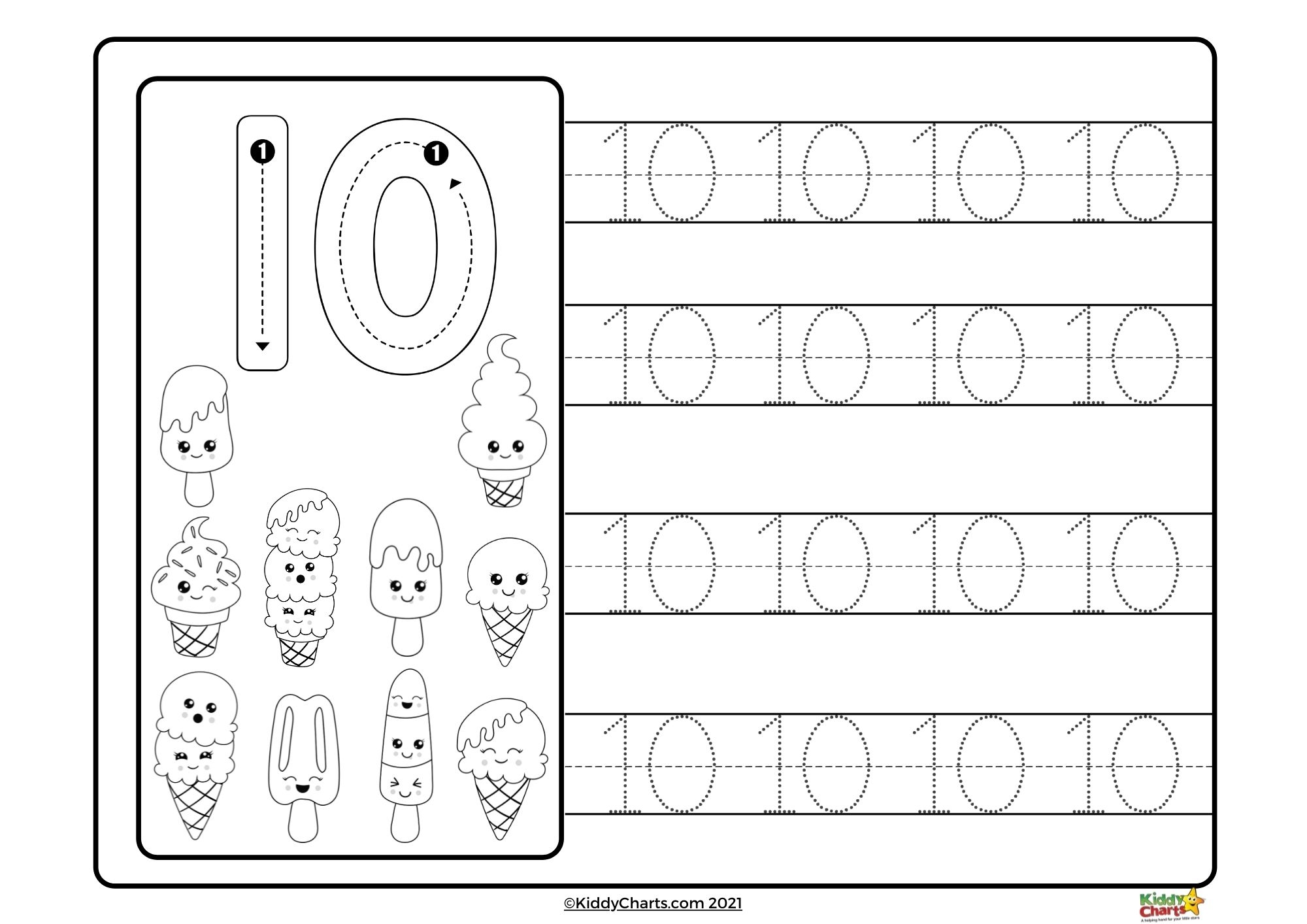 Number Tracing Worksheets Ideas Ice Cream Number Tracing KiddyCharts Shop