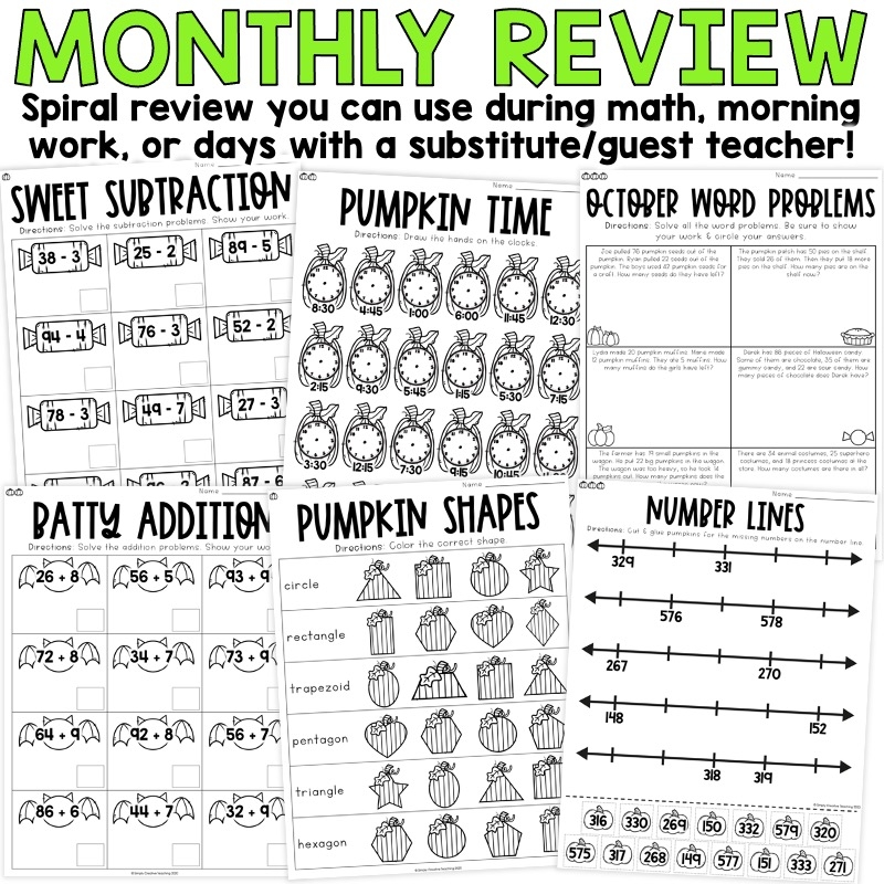 October Math Worksheets Printables Halloween 1st Grade 2nd Grade Simply Creative Teaching October Math Worksheets Printables Halloween 1st Grade 2nd Grade Simply Creative Teaching