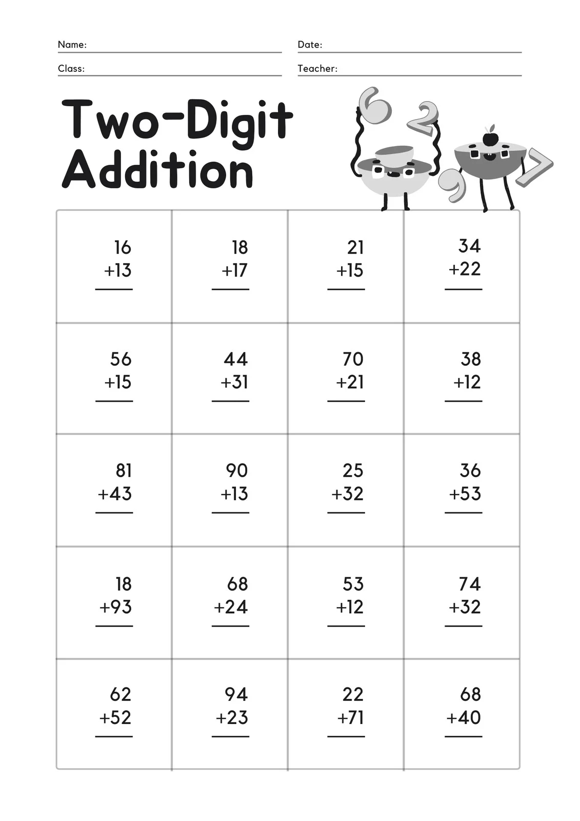 Page 2 Free Printable Customizable Math Worksheet Templates Canva