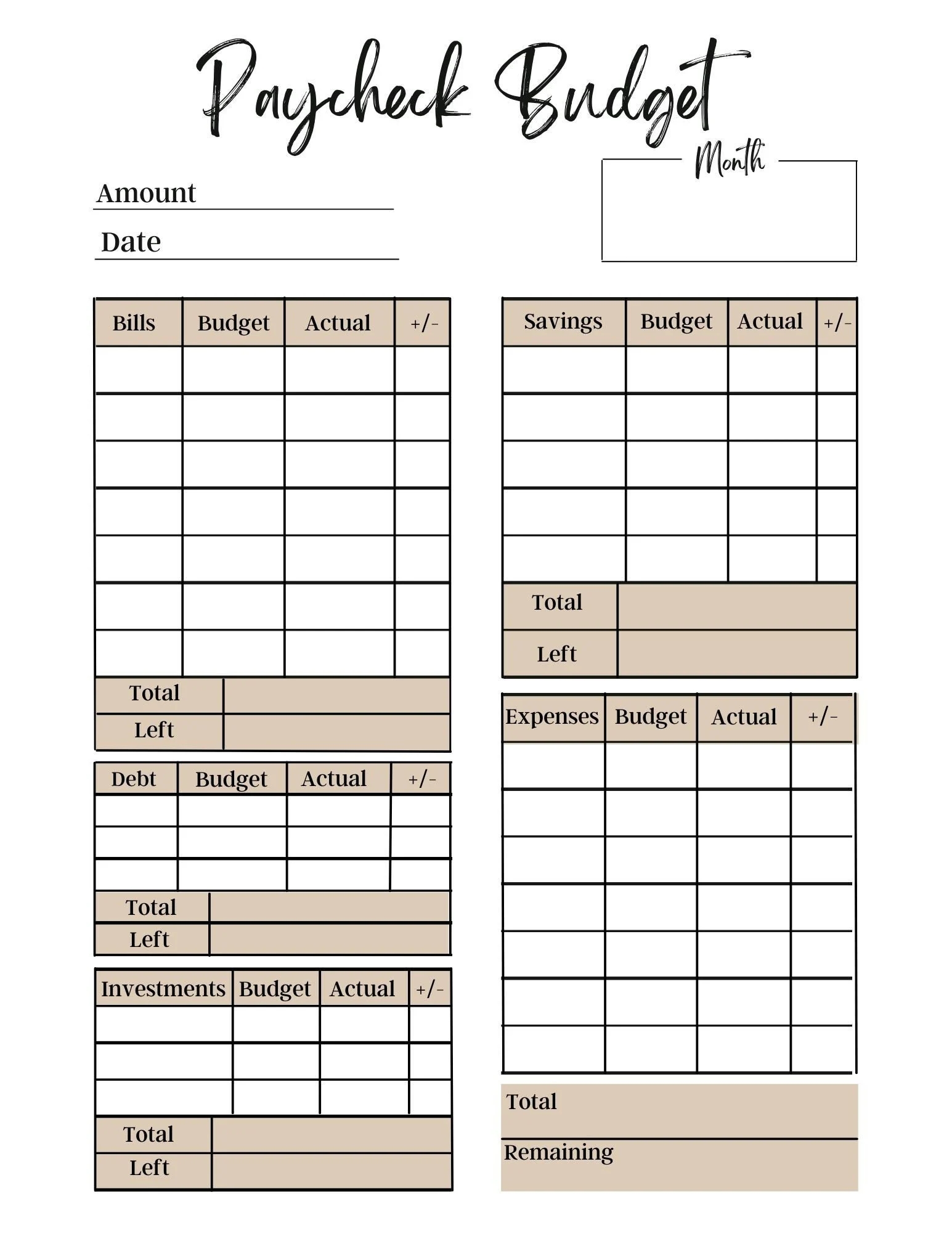 Paycheck Budget Overview Template Paycheck Budget Printable Budget Sheet Budget Planner Budget Template Goodnotes Budget Finance Etsy
