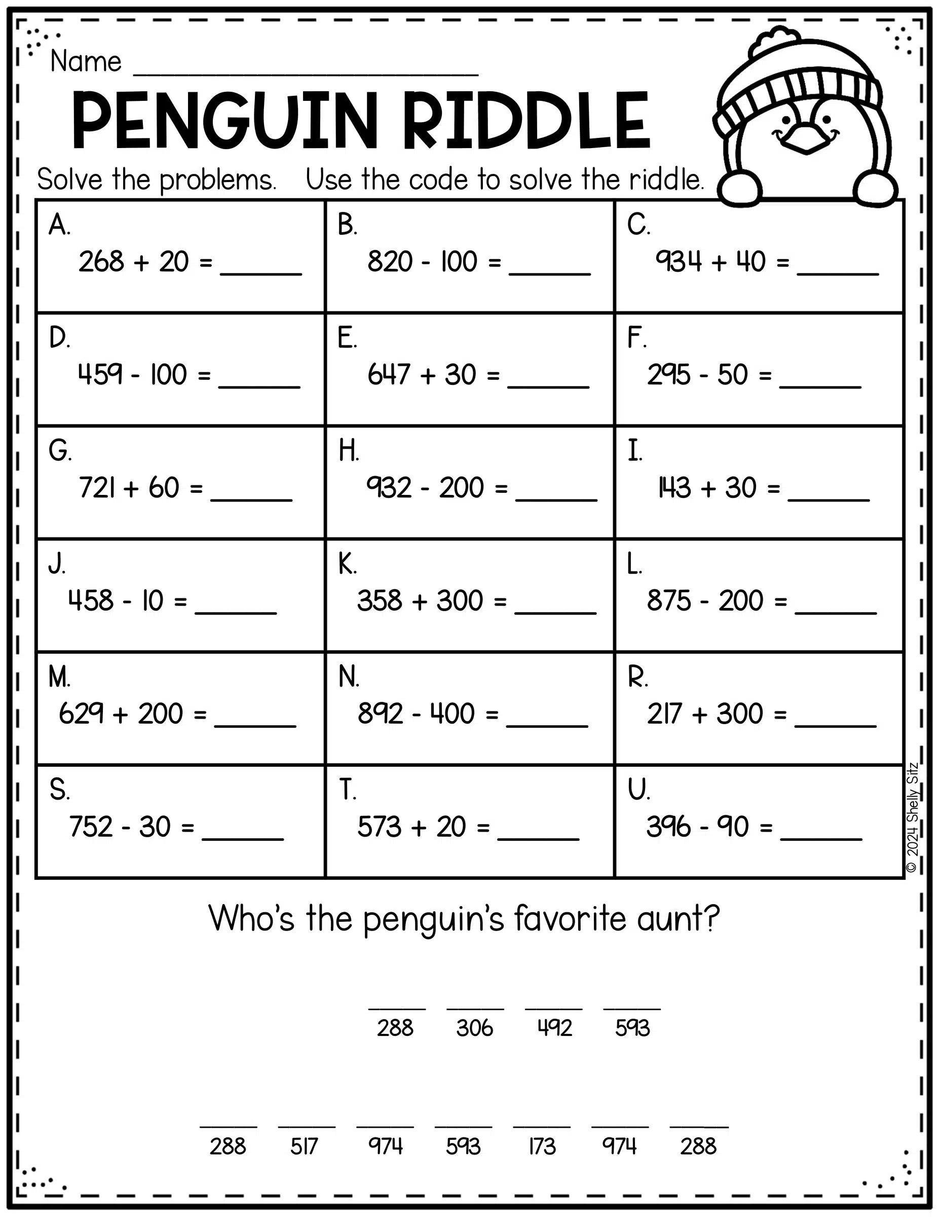 Penguin Math Freebie Second Grade Teaching Blog Penguin Math Freebie Second Grade Teaching Blog