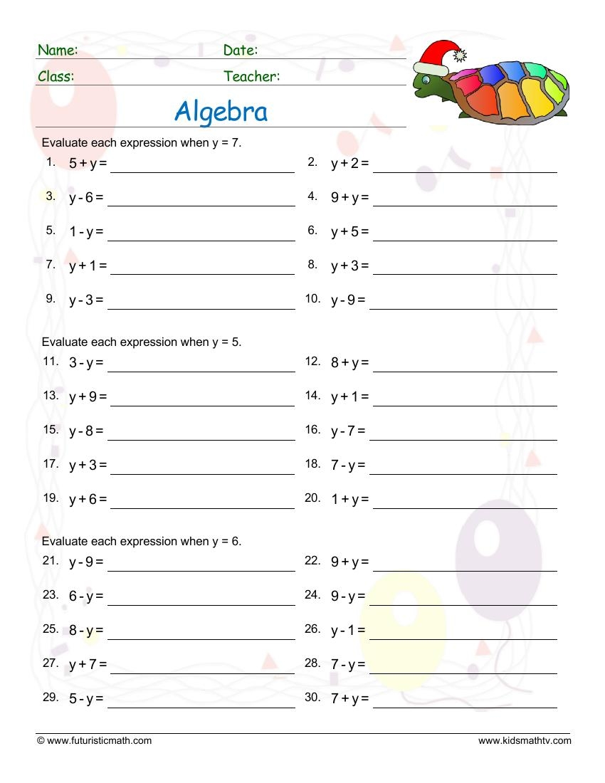 Printable Pre Algebra Worksheets