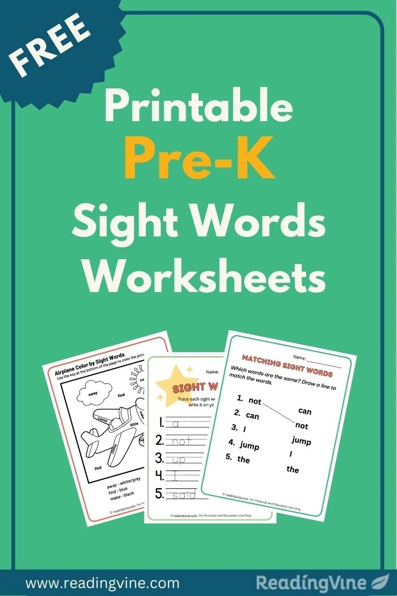 Kindergarten Sight Words Free Printable Worksheets