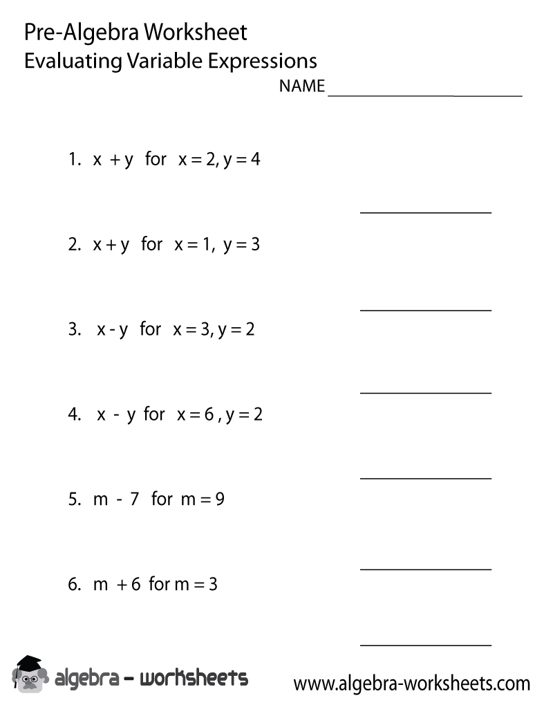 Print The Free Equations Pre Algebra Worksheet Printable Version Worksheets Library