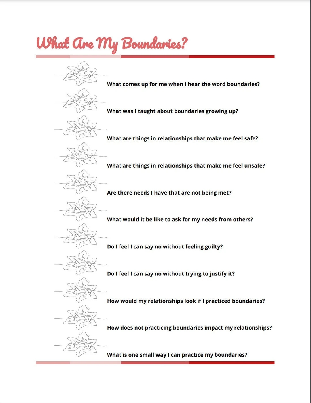 Printable Boundary Exploration Therapist Boundaries Client Boundaries Therapy Worksheets Ready To Print Etsy