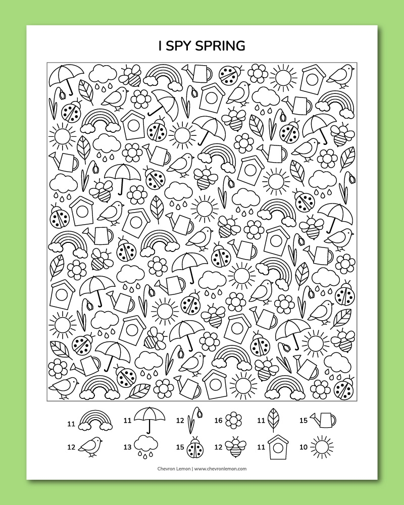 Free Printable I Spy Worksheets