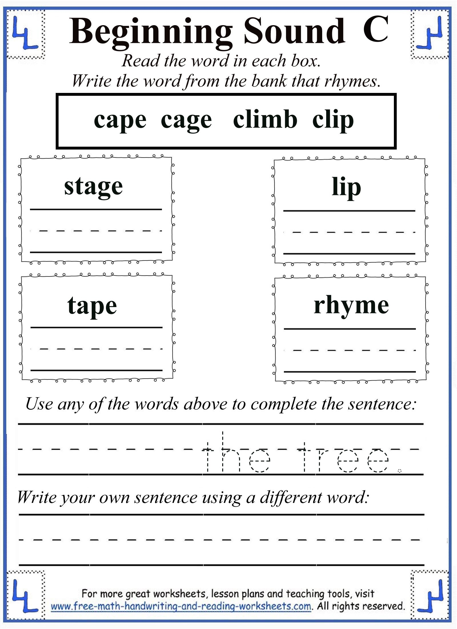 Printable Letter C Worksheets Activities