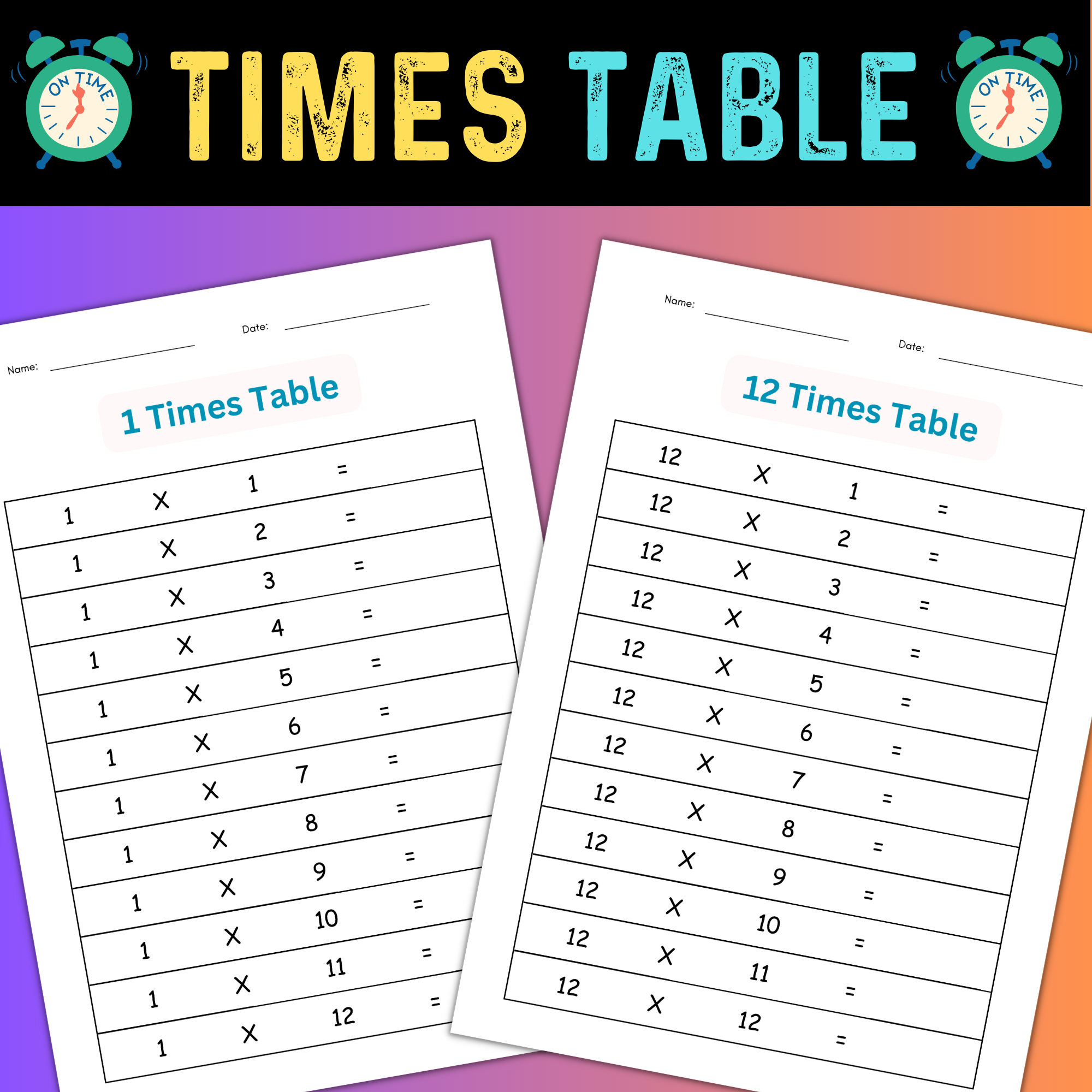 Times Tables Worksheets Printable