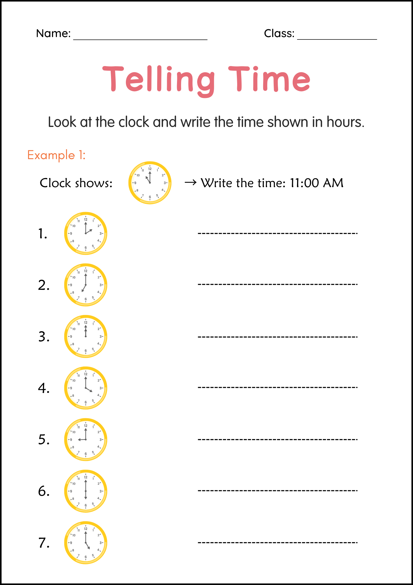Printable Telling Time To The Hour And Half Hour And Minute Clocks Worksheets Teaching Resources