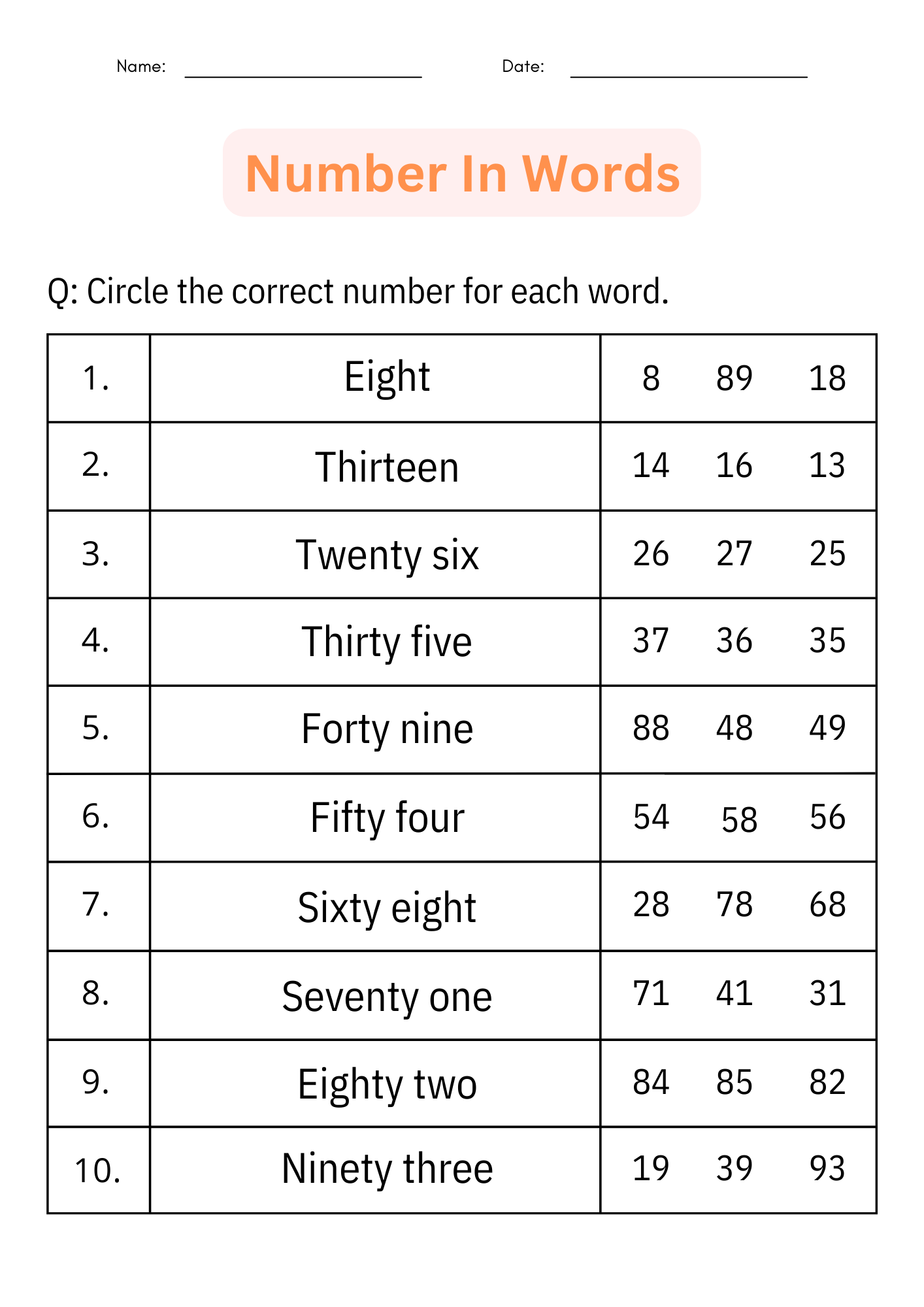 Printable Writing Number Words 1 To 100 Worksheets For Kindergarten Made By Teachers Printable Writing Number Words 1 To 100 Worksheets For Kindergarten Made By Teachers