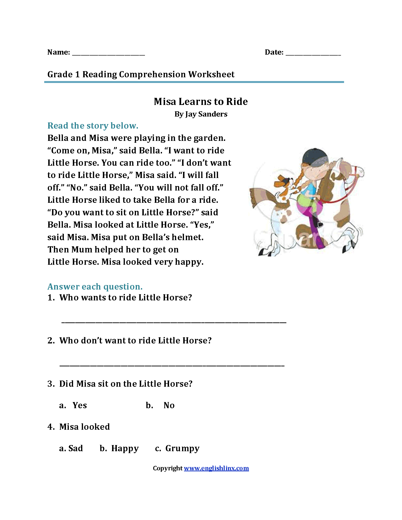 Reading Worksheets First Grade Reading Worksheets