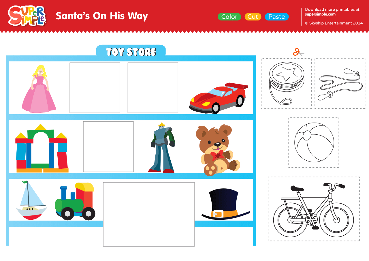 Santa s On His Way Worksheet In The Toy Store Super Simple