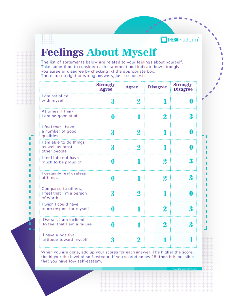 Free Printable Self Esteem Worksheets Pdf