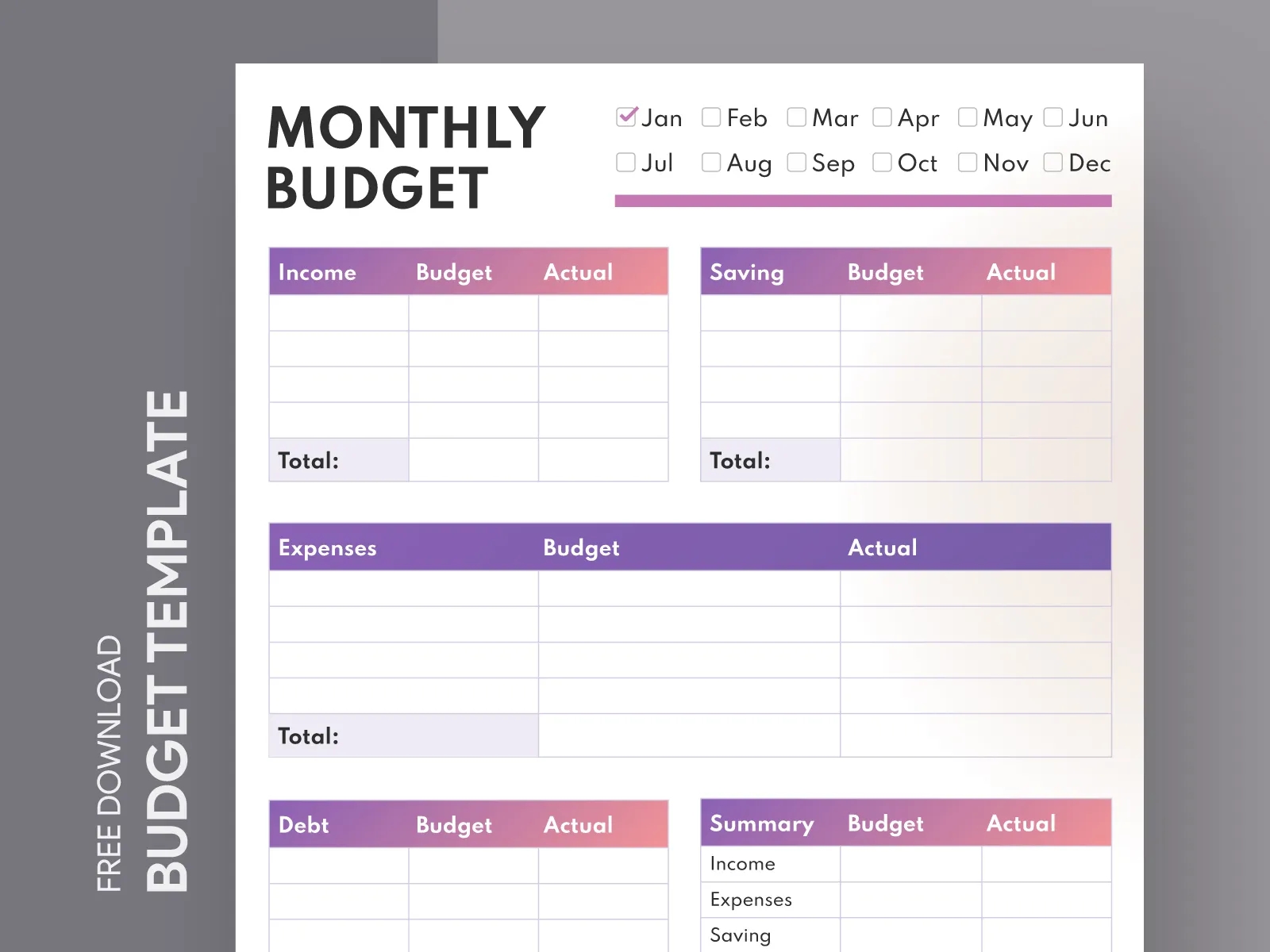 Printable Monthly Budget Worksheet