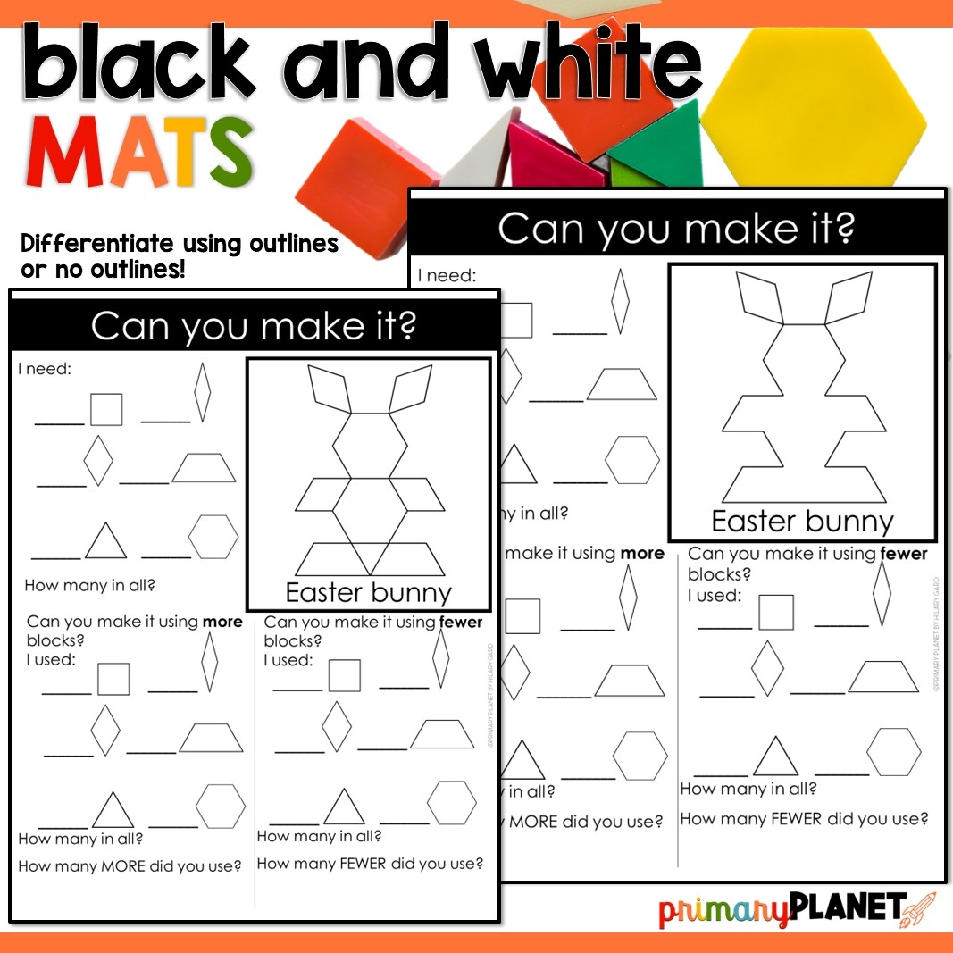 Spring Printable Pattern Block Mats Easter Printable Pattern Block Templates Primary Planet