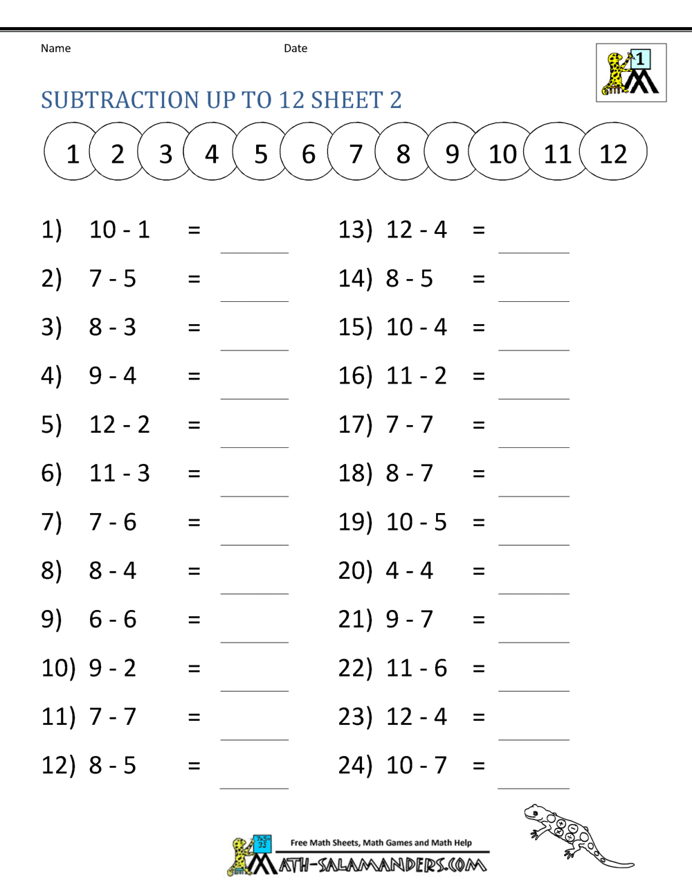 Printable Math Worksheets