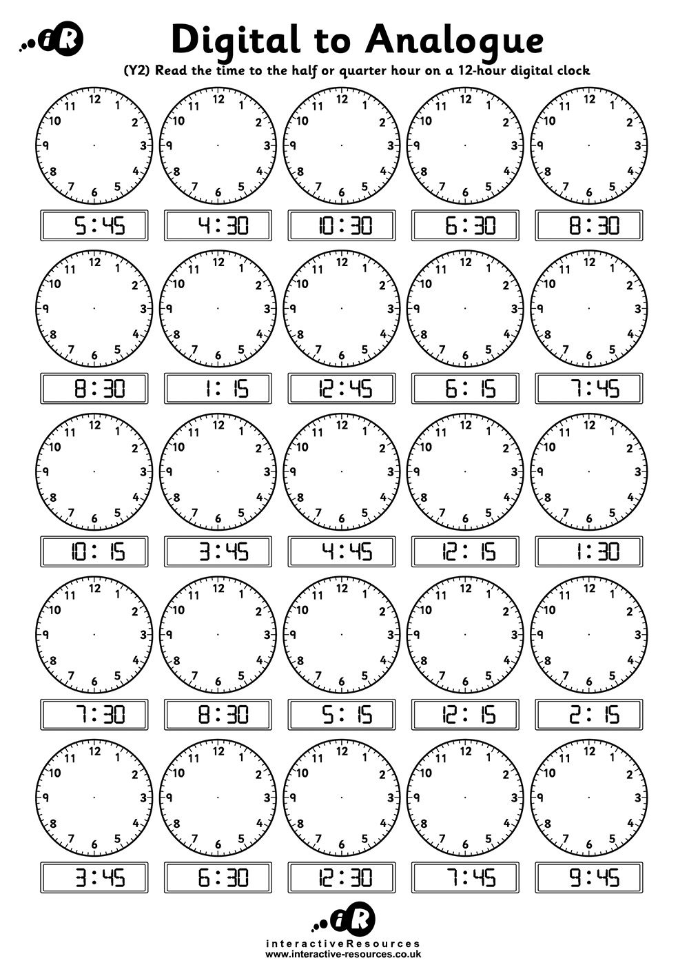 Free Printable Time Worksheets