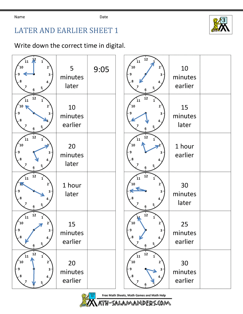 Telling Time To 5 Minutes Worksheets Telling Time To 5 Minutes Worksheets
