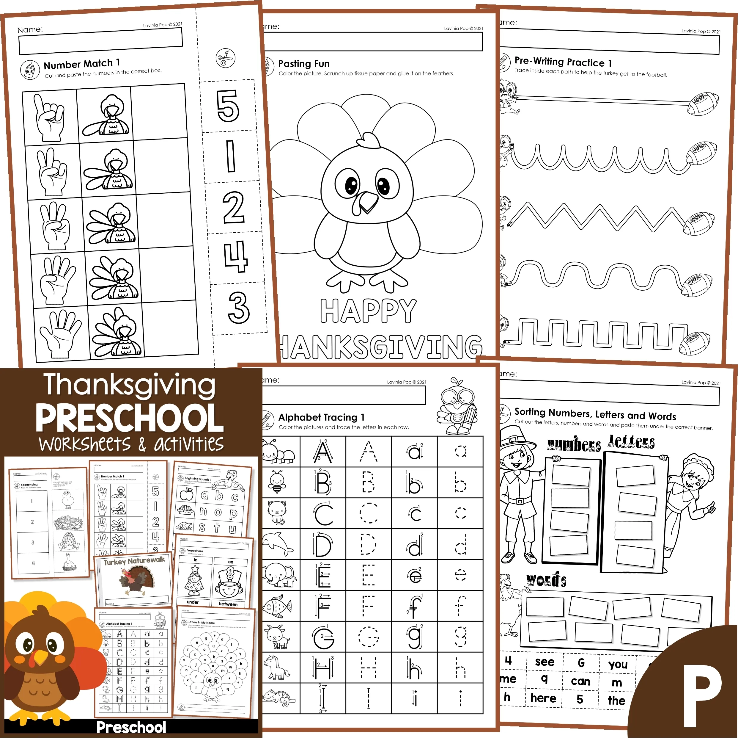 Thanksgiving No Prep Preschool Worksheets U0026 Activities In My World