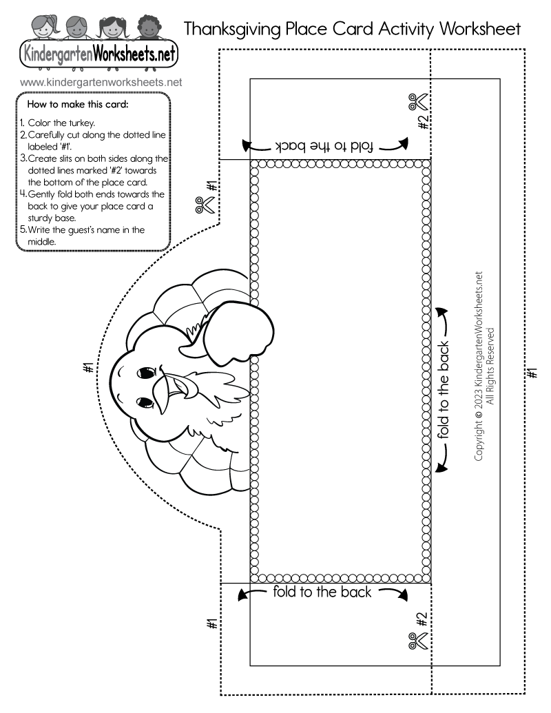 Thanksgiving Place Card Activity Worksheet Free Printable Digital PDF