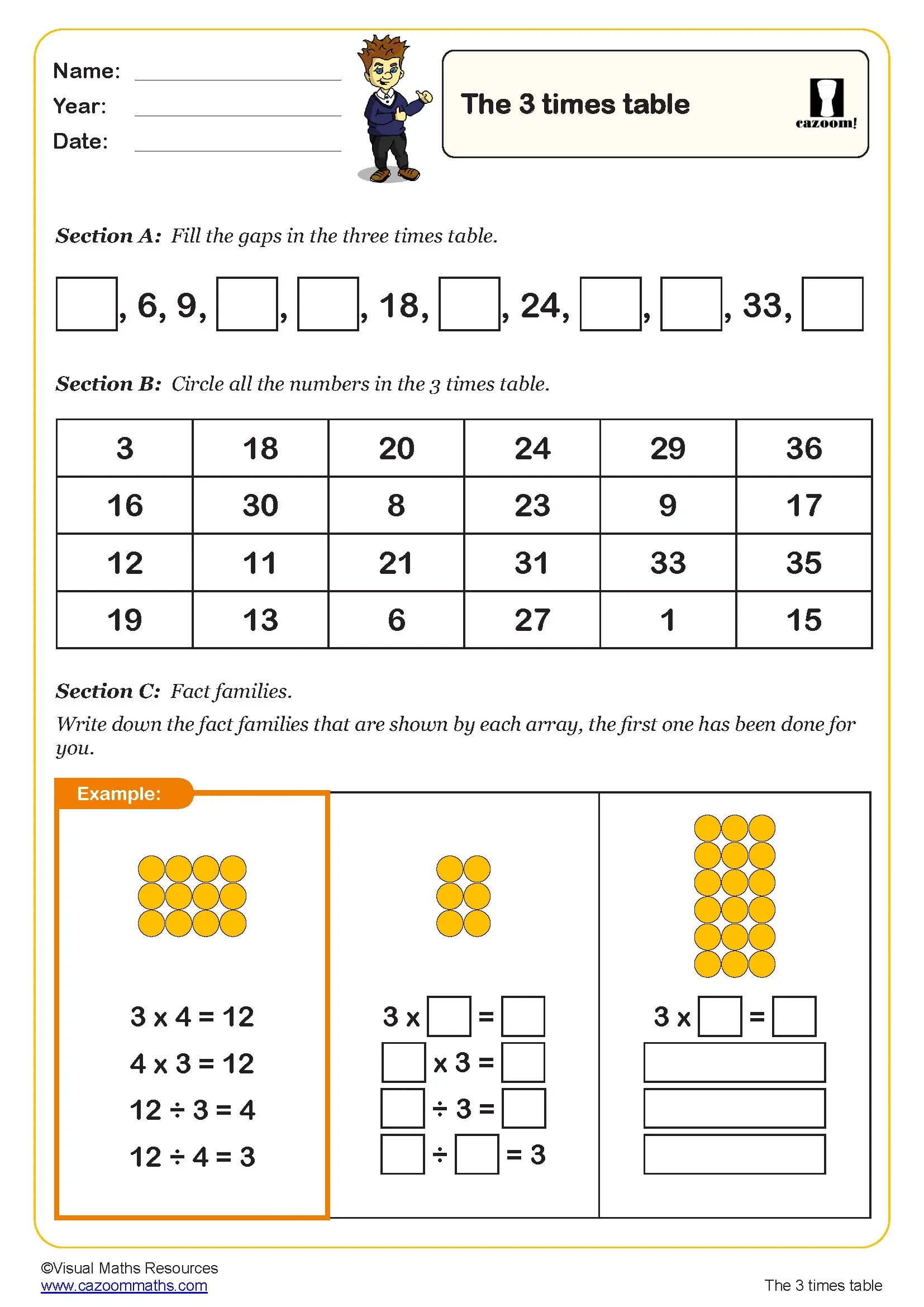 Multiplication Table Worksheet Printable