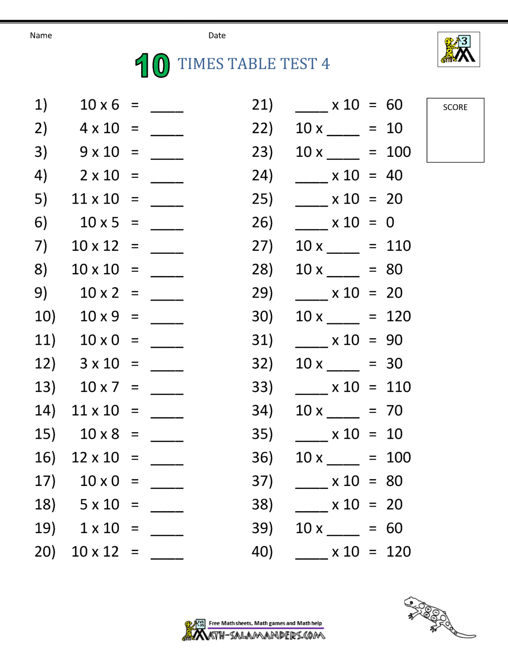 Times Table Tests 2 3 4 5 10 Times Tables Times Table Tests 2 3 4 5 10 Times Tables