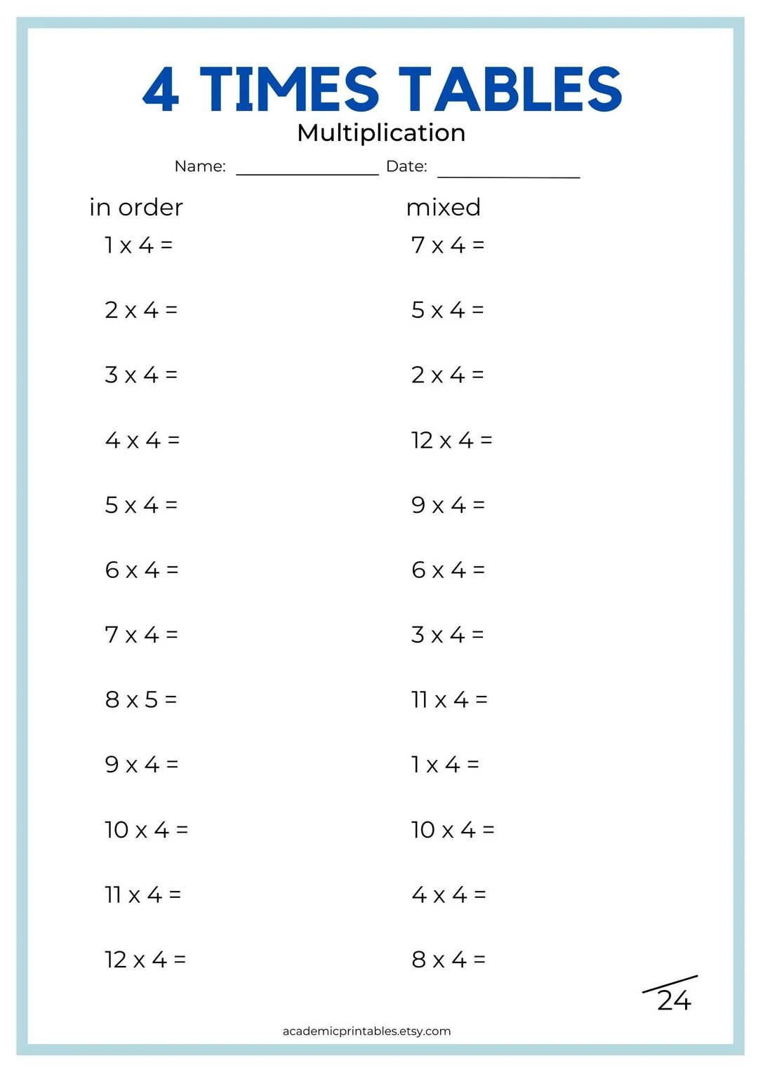 Times Tables 1 12 Worksheets Multiplication Tables Printable With Answers Math Practice Digital Download Etsy Australia