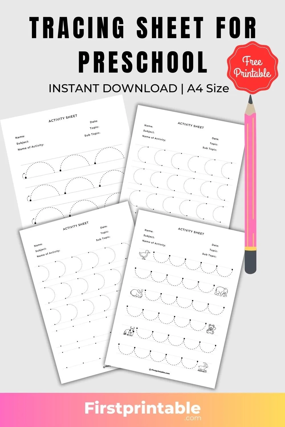 Tracing Lines Worksheets For 3 Year Olds