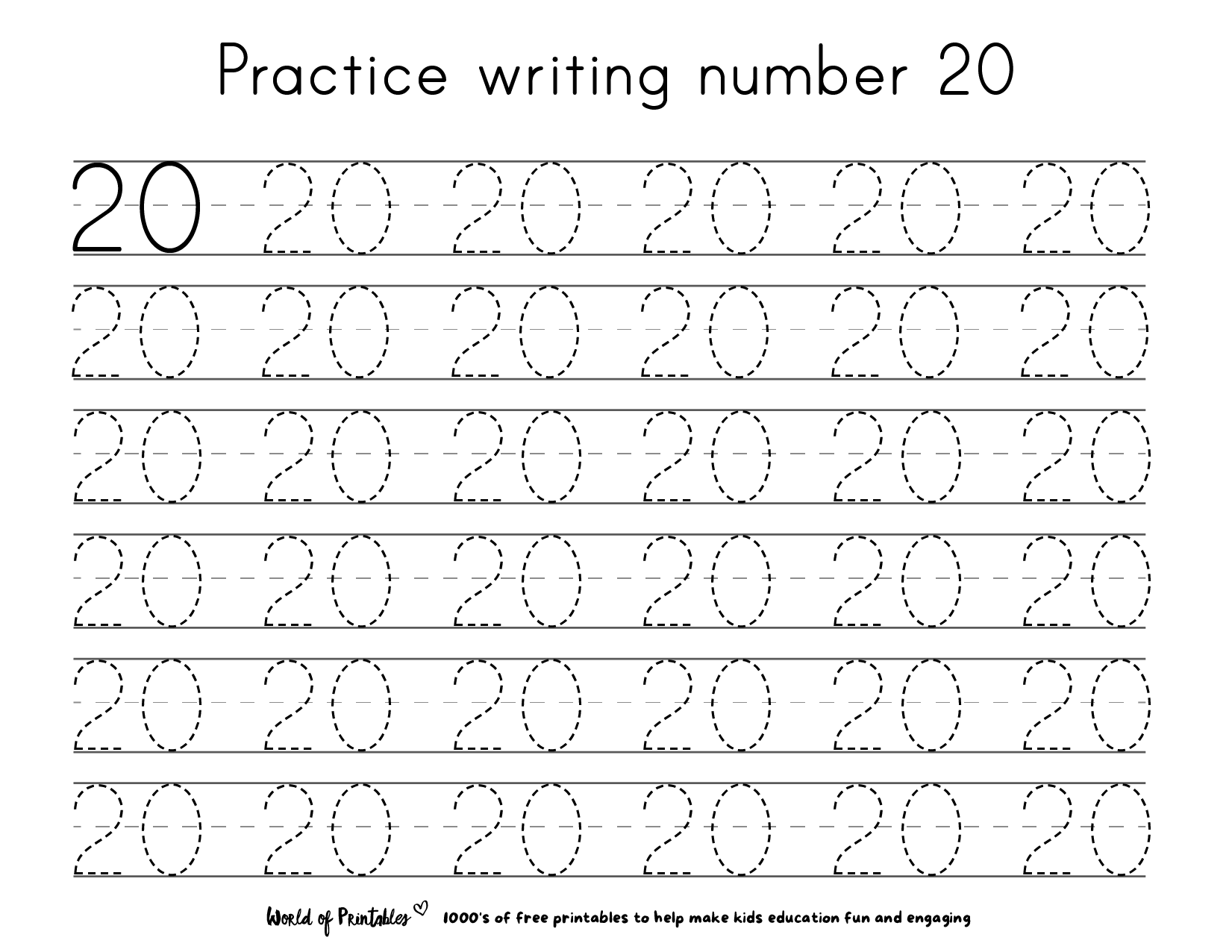 Tracing Numbers 1 To 20 Printable Worksheets World Of Printables