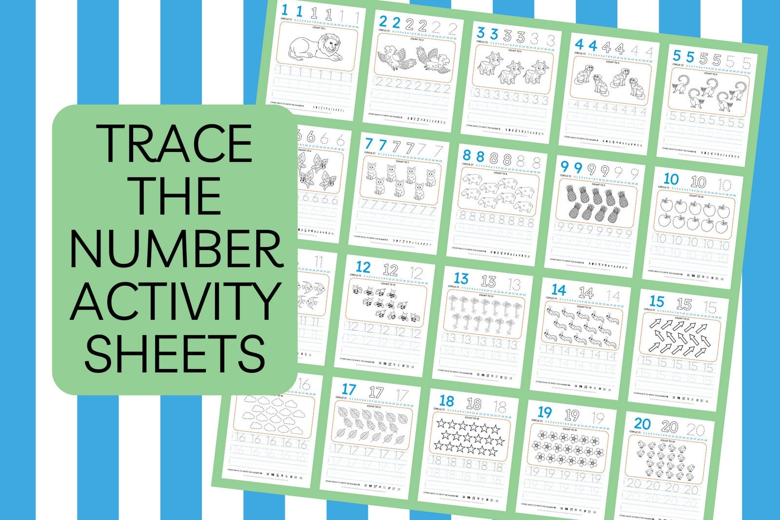 Tracing The Number Printable Activity Sheets From 1 To 20 At PrintColorFun