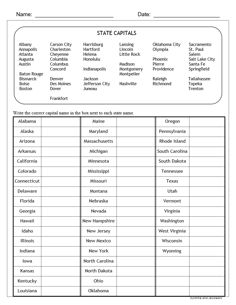 U S States U0026 Capitals Worksheets Test Sheets Maps U S Geography Made By Teachers U S States U0026 Capitals Worksheets Test Sheets Maps U S Geography Made By Teachers