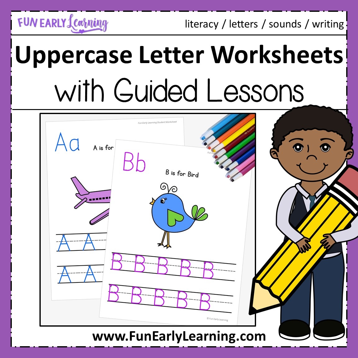 Uppercase Letter Worksheets With Guided Lessons Fun Early Learning