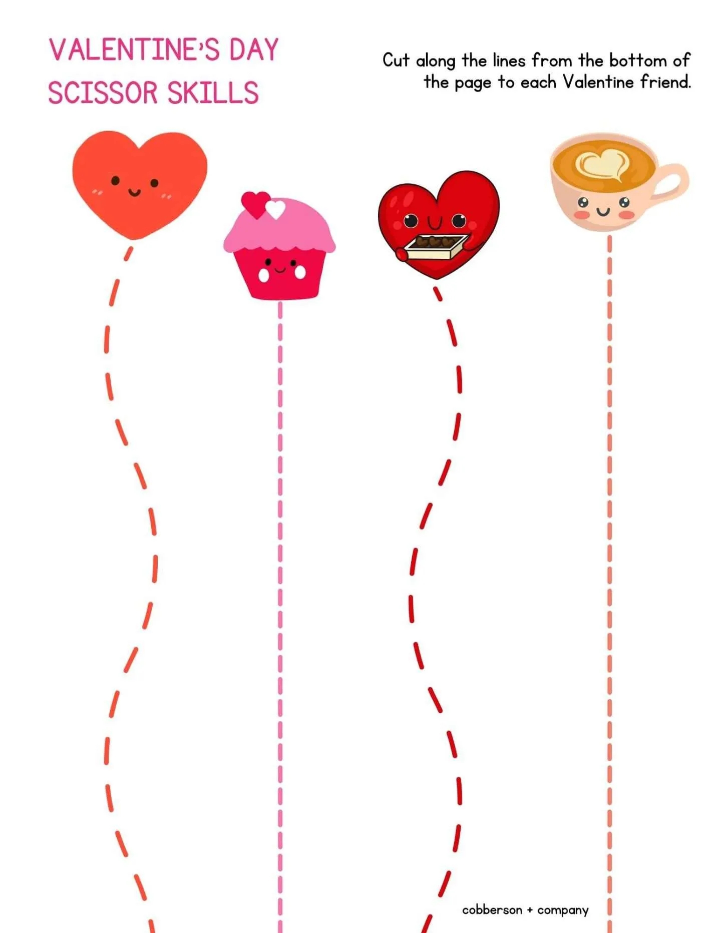 Valentine s Day Scissors Skills Worksheet Free Printable Cobberson Co 