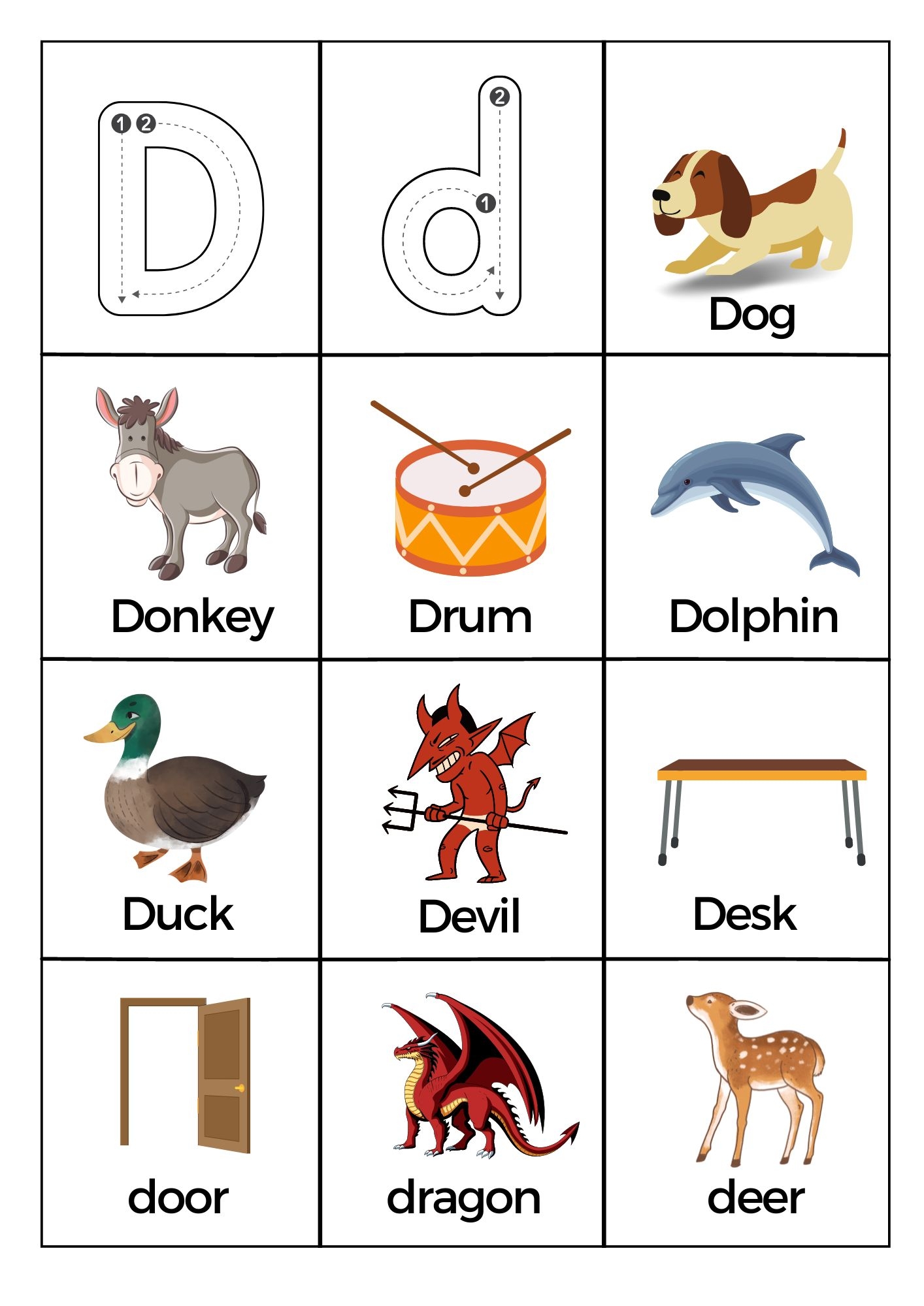 Letter D Printable Worksheets