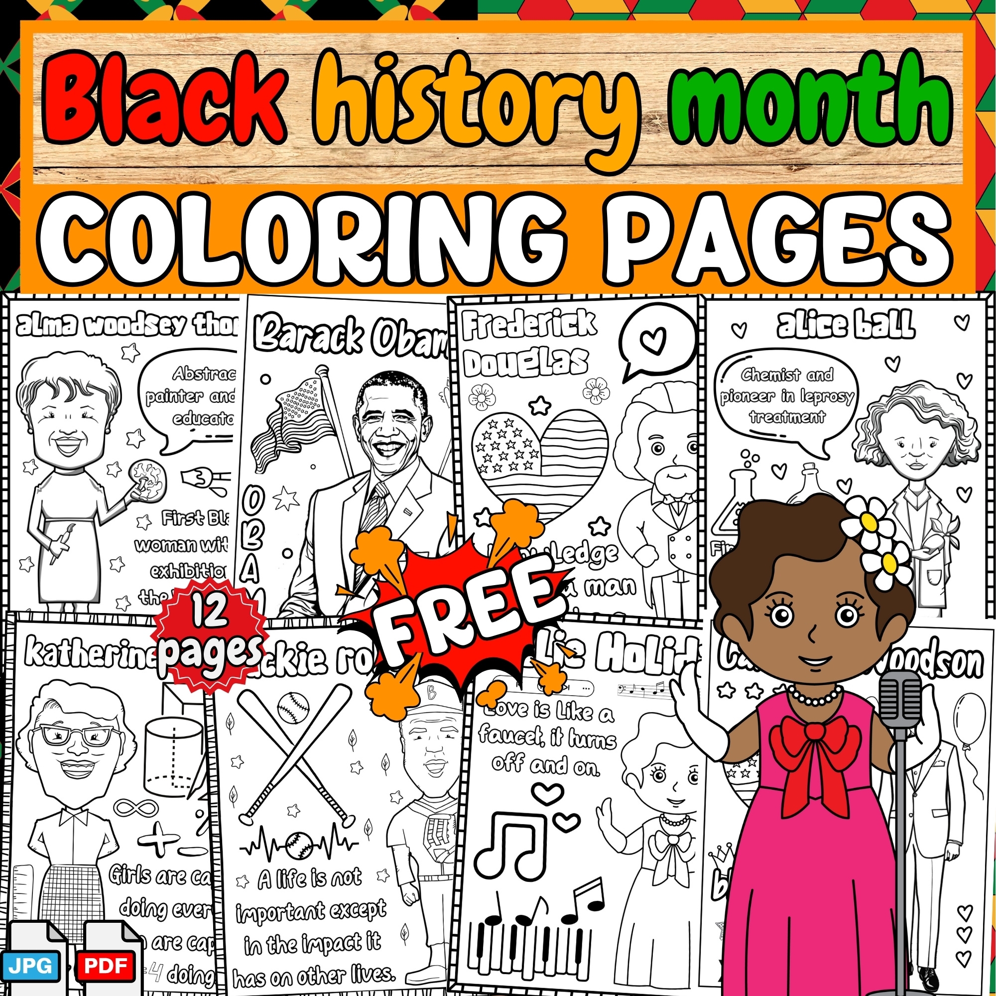 Women s Black History Month Freebies Free Leaders Coloring Pages Worksheets Classful