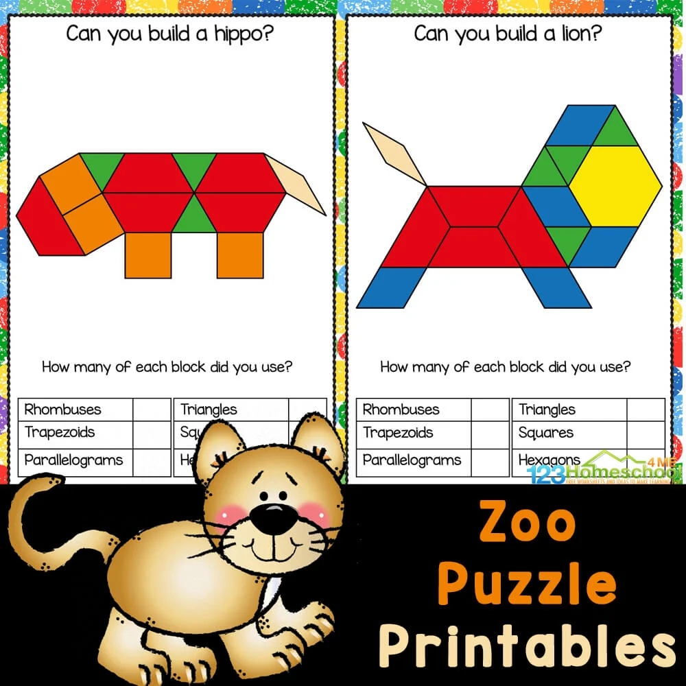 Zoo Shape Pictures FREE Printable Pattern Block Templates 