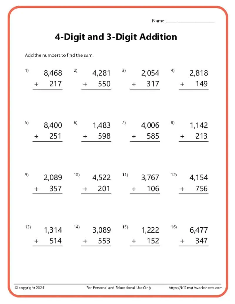 3rd grade math worksheets