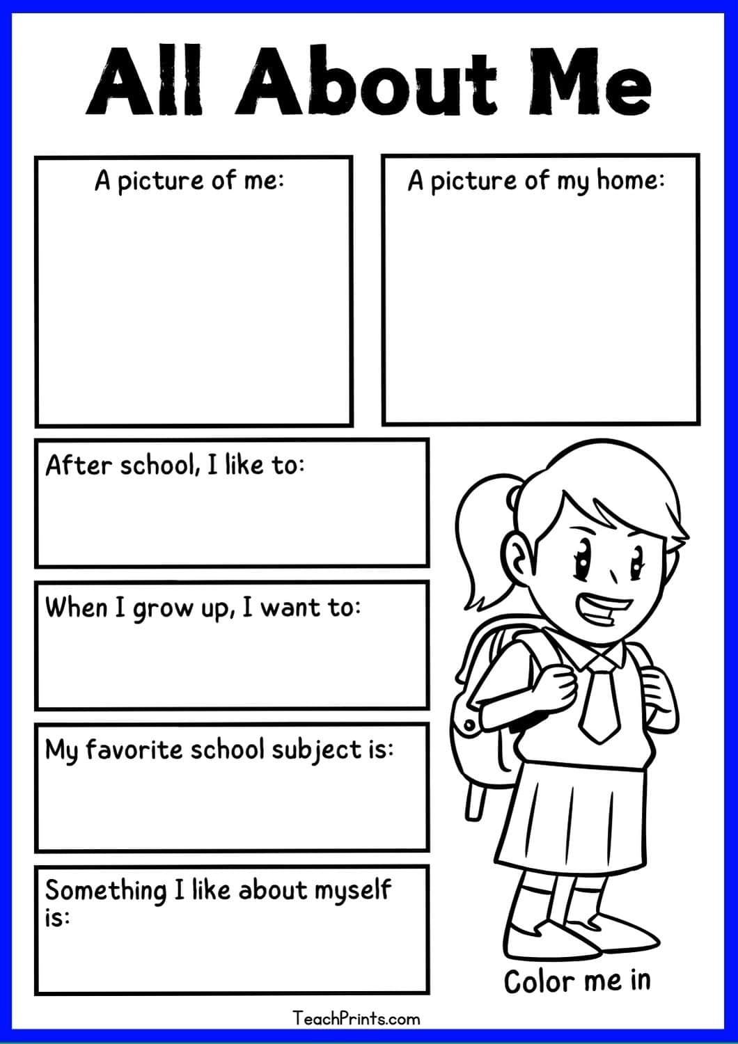 9 free all about me worksheets printables teach prints