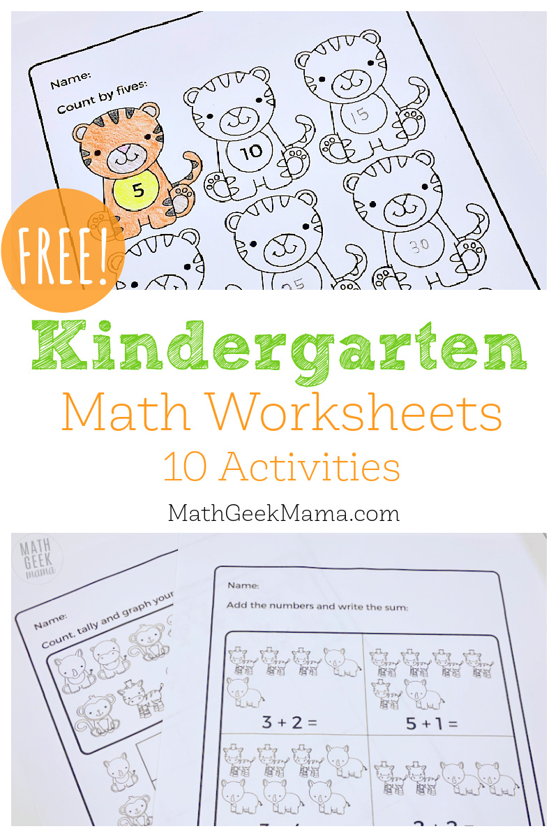 free kindergarten math worksheets multiple skills animal theme
