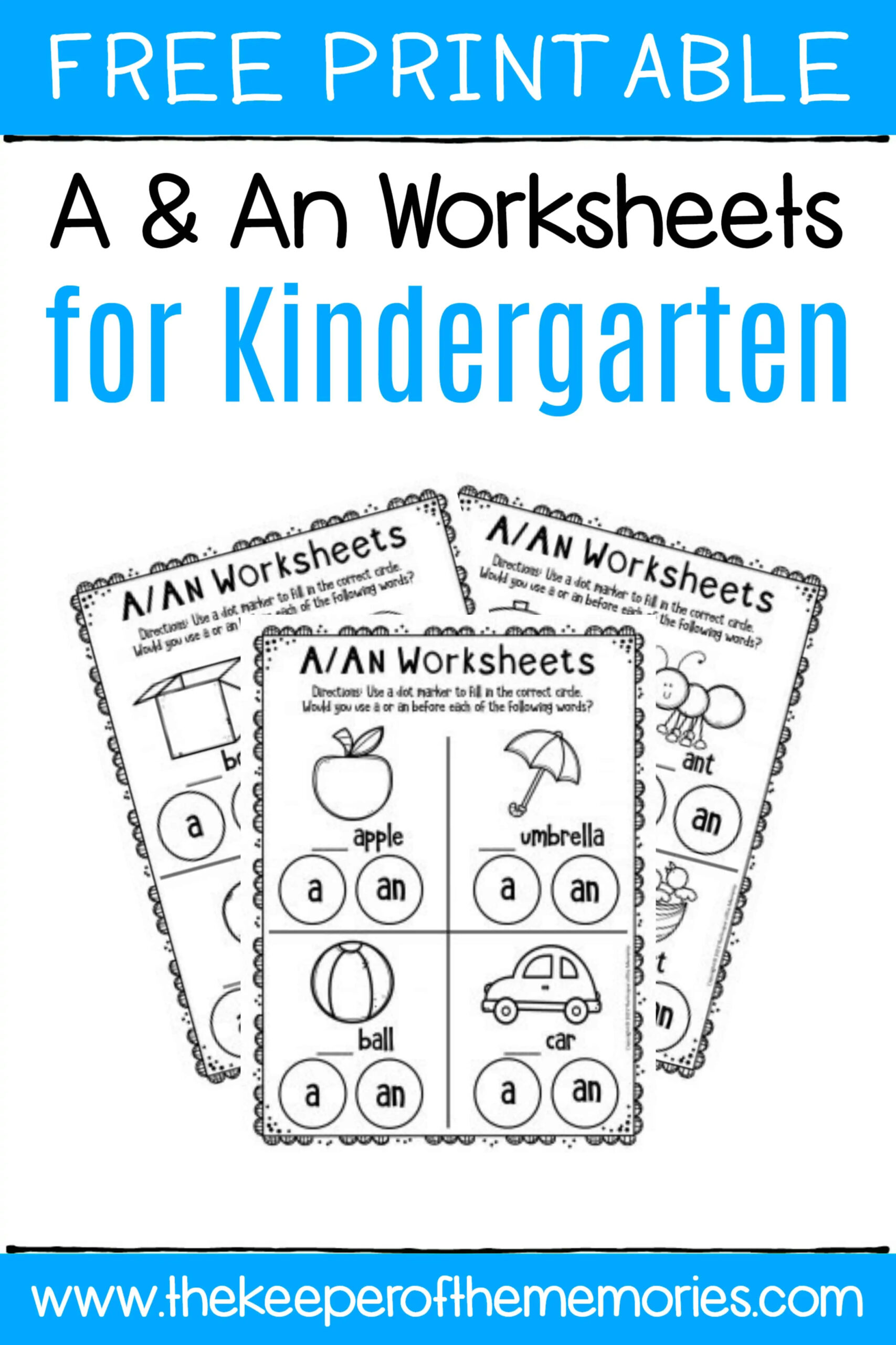 free printable a u0026 an worksheets for kindergarten