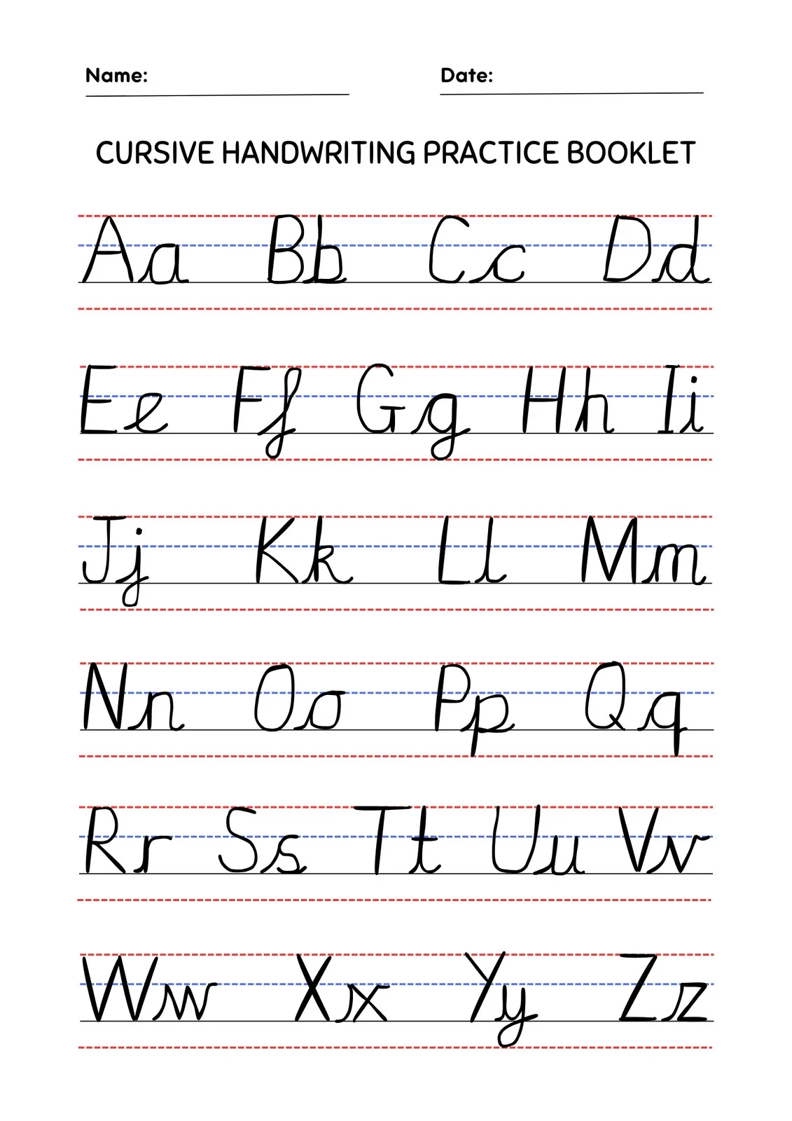 Free Printable Cursive Worksheet