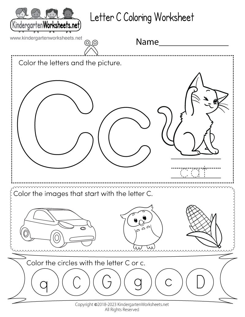 free printable letter c coloring worksheet