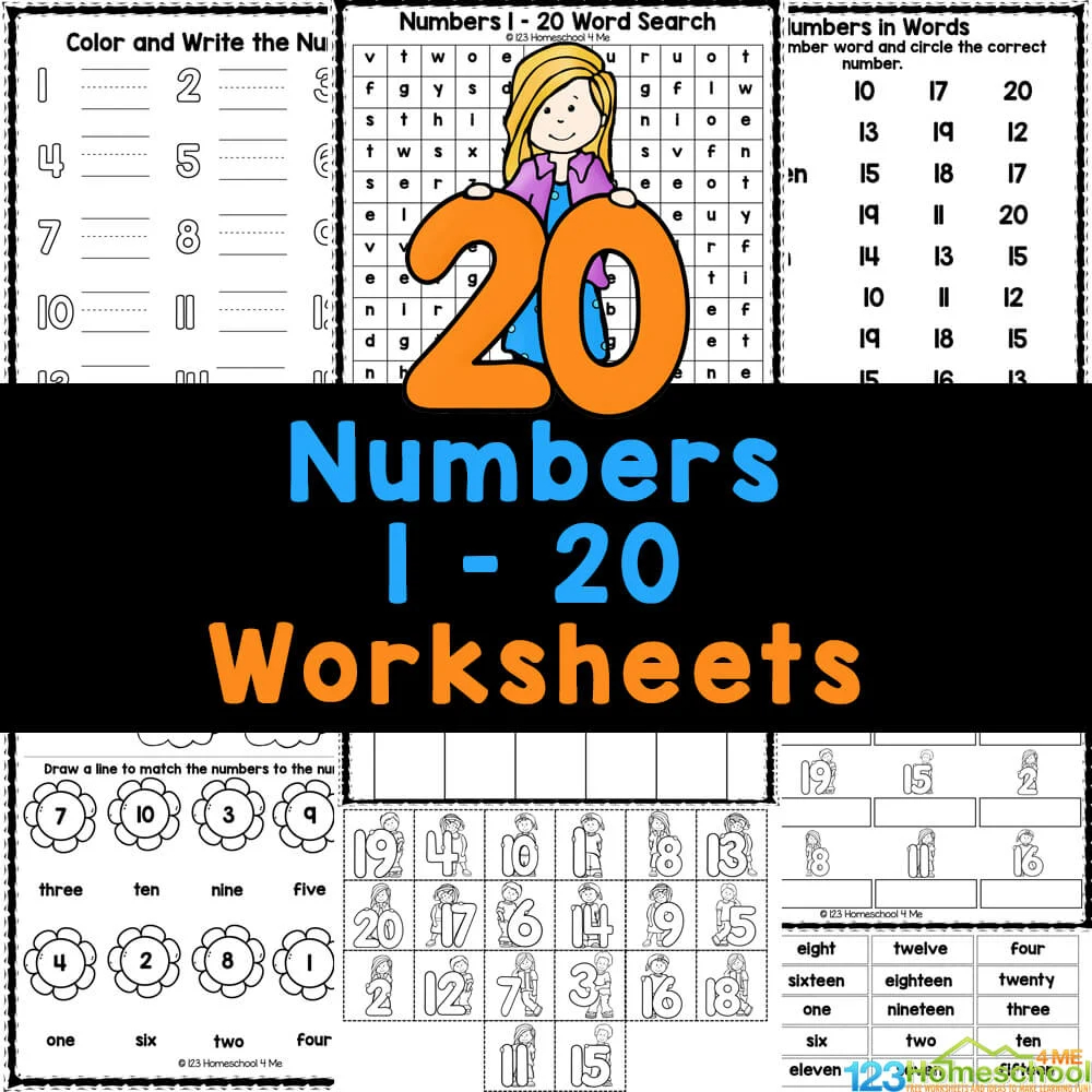 free printable numbers 1 to 20 worksheets
