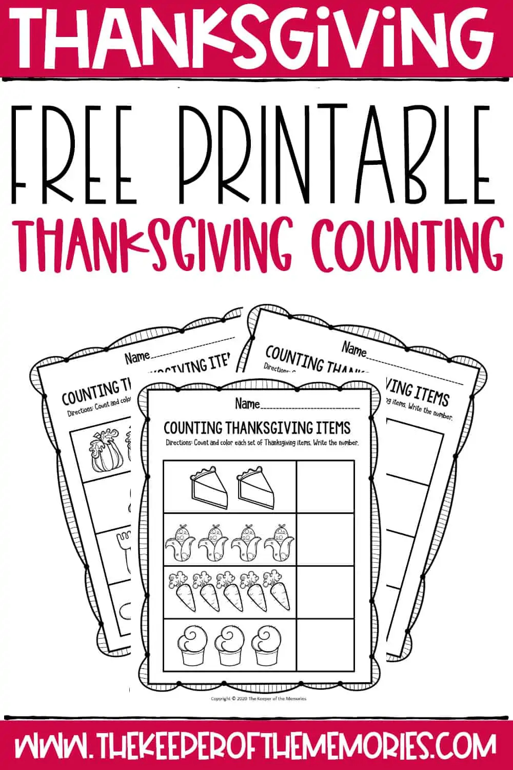 free printable preschool thanksgiving math worksheets