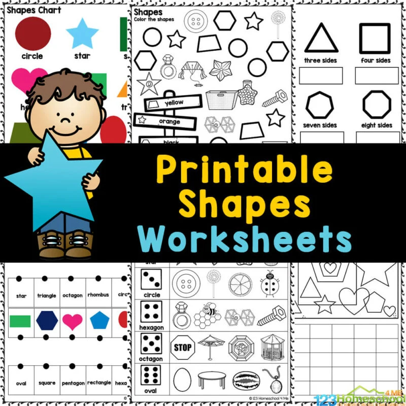 free printable shape tracing u0026 recognition worksheets for kindergarten