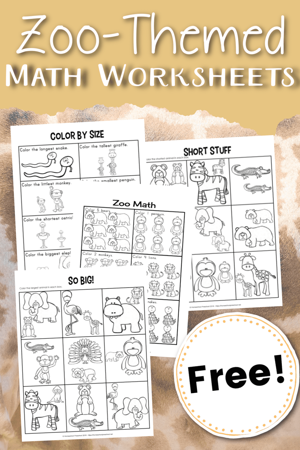 free printable zoo math worksheets for preschoolers