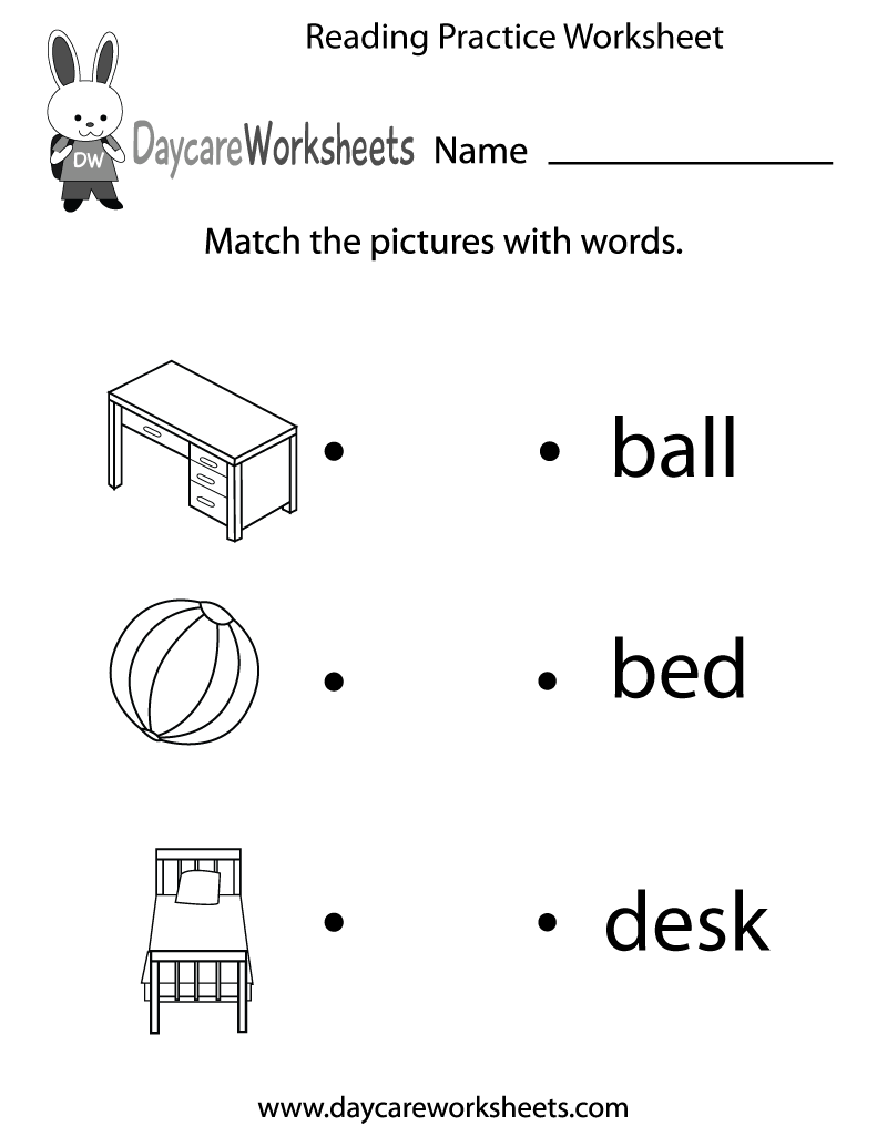 free reading practice worksheet for preschool