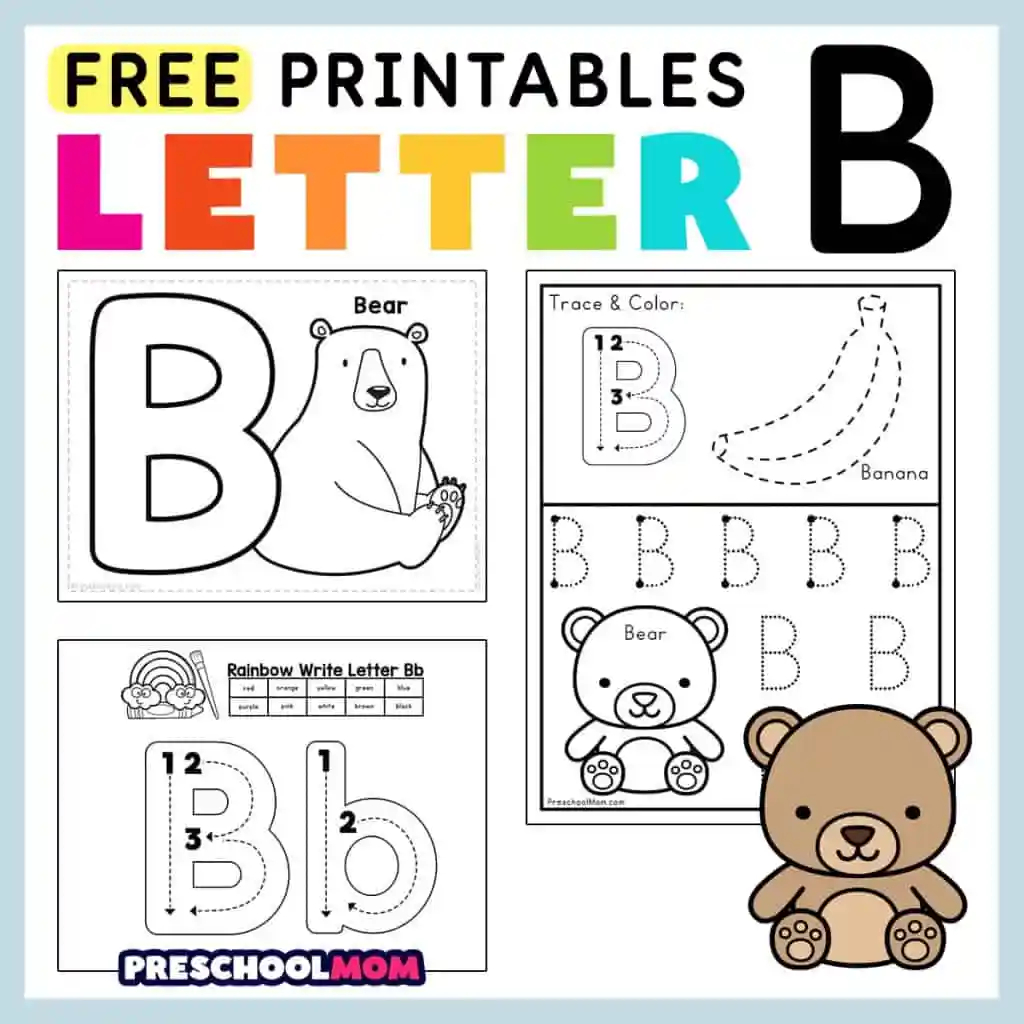 letter b preschool printables preschool mom