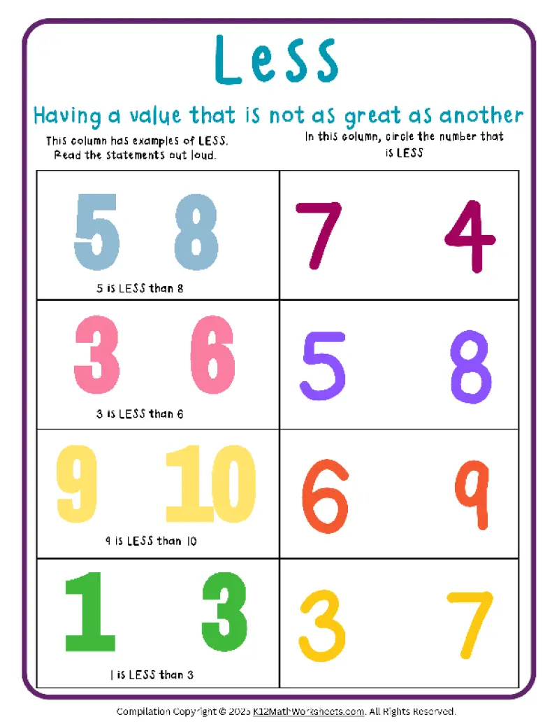 Printable Preschool Math Worksheets