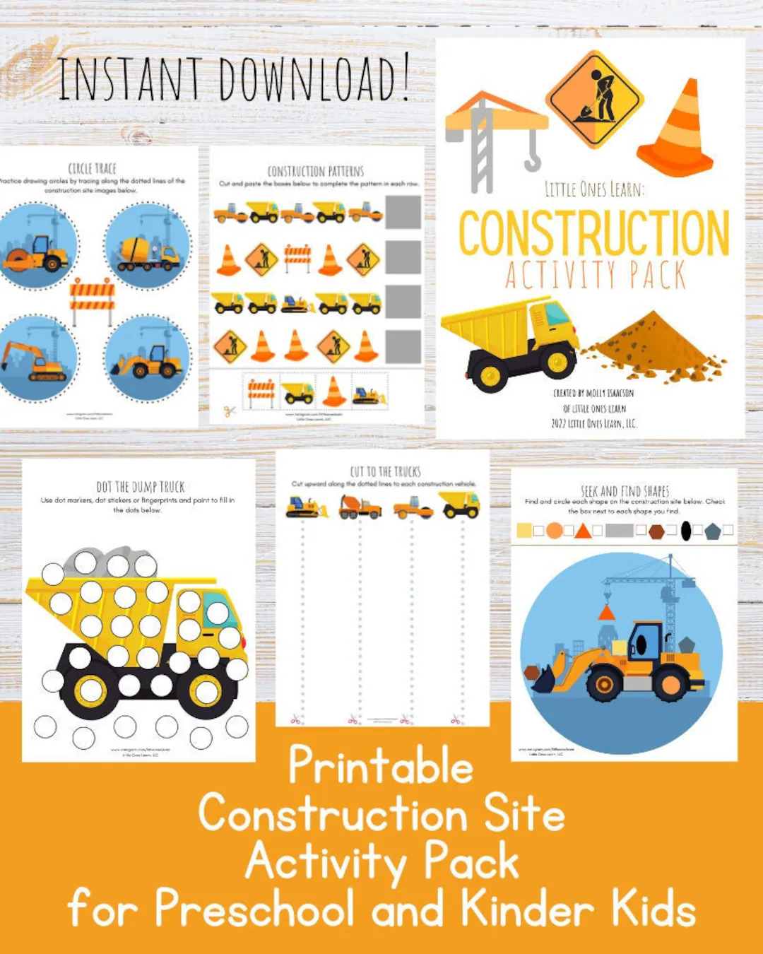 printable construction activity pack construction site worksheets for preschool and kindergarten kids